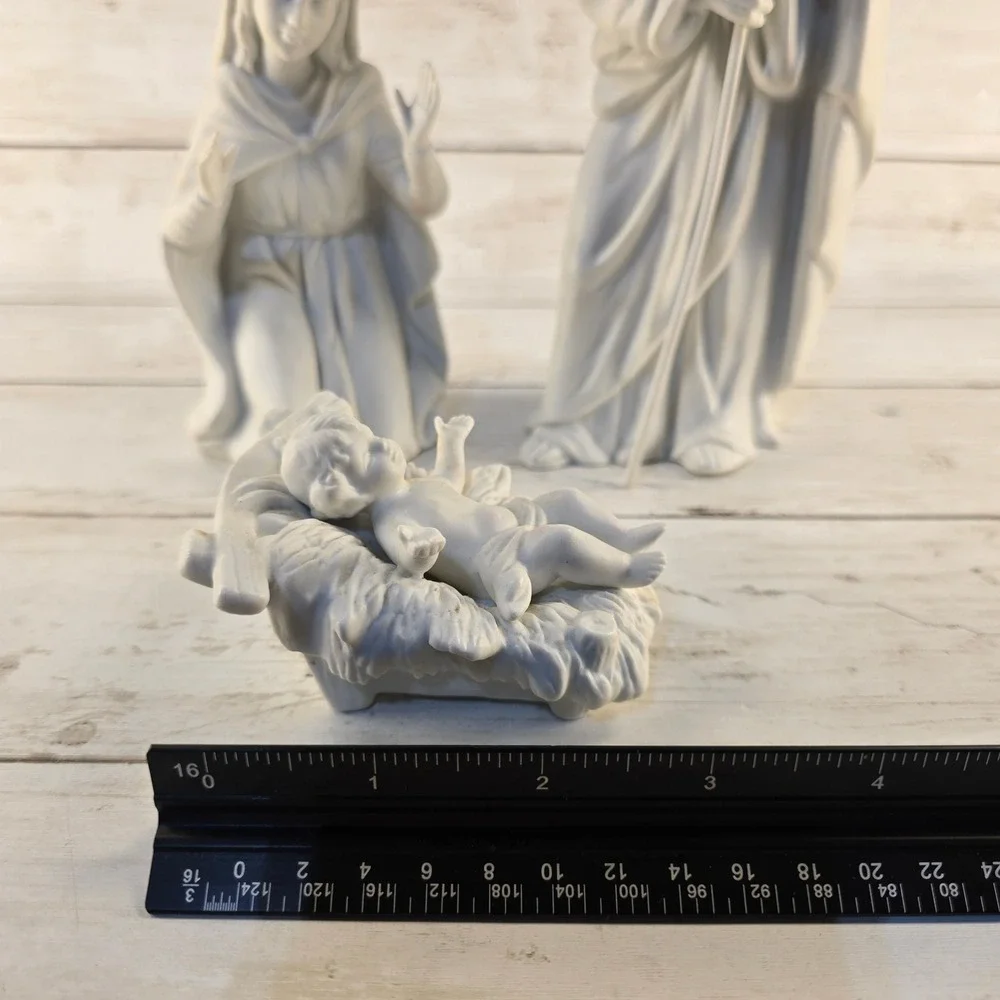 Homco 3 pc Nativity Set White Bisque 5614 Christmas Holy Holiday Vintage
